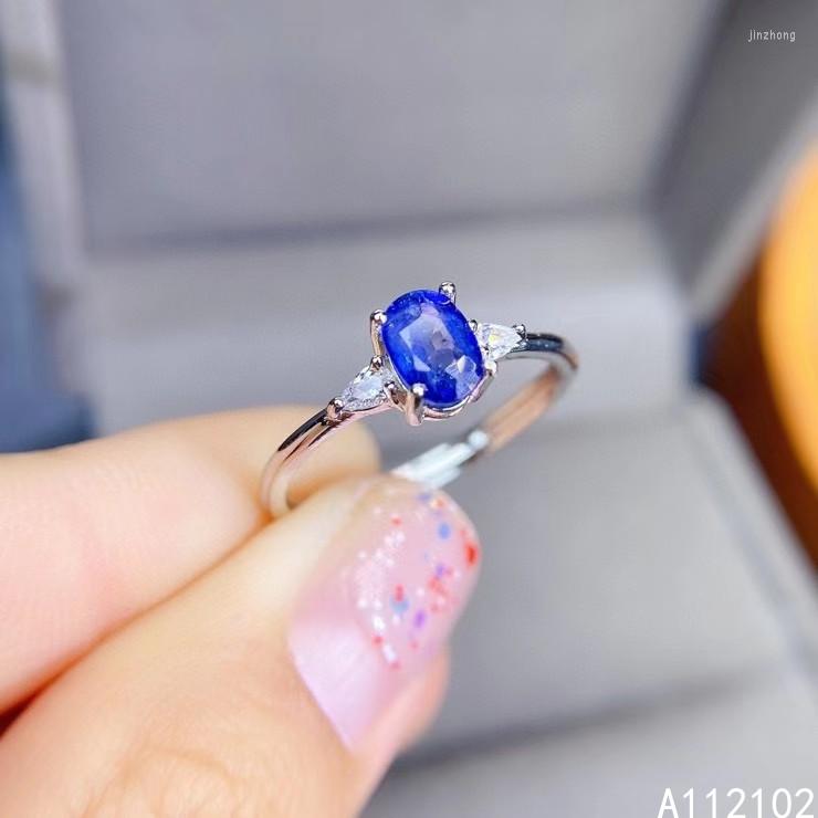 

Cluster Rings KJJEAXCMY Fine Jewelry 925 Sterling Silver Inlaid Natural Sapphire Girls Simple Chinese Style Gem Ring Support Test