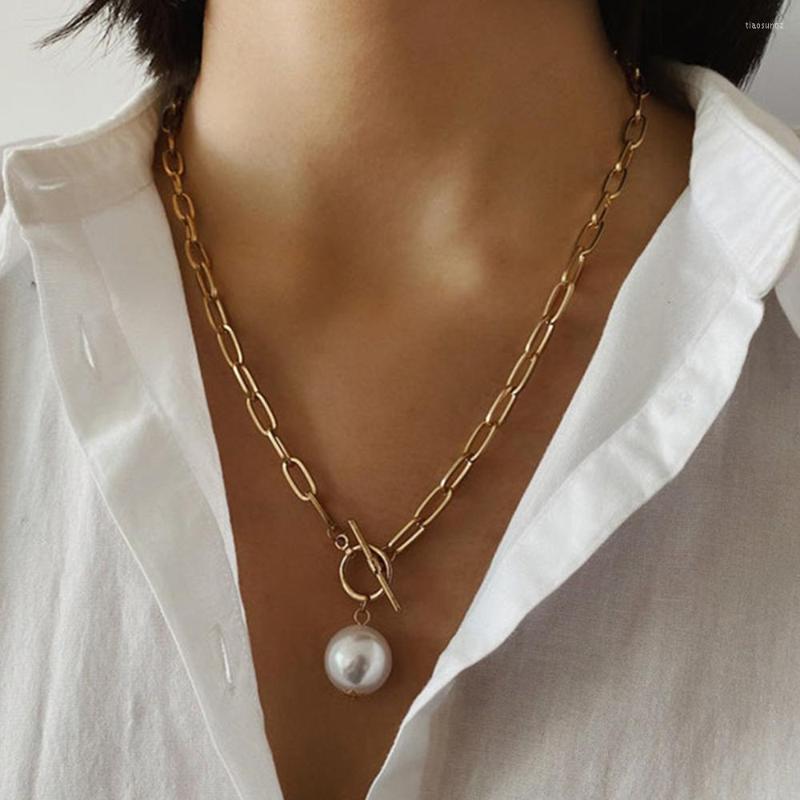 

Chains Bohemian Fashion Choker Necklaces Luxury Baroque Pearl Pendant Clavicle Gold Chain For Women Jewelry Vintage Collares Gift