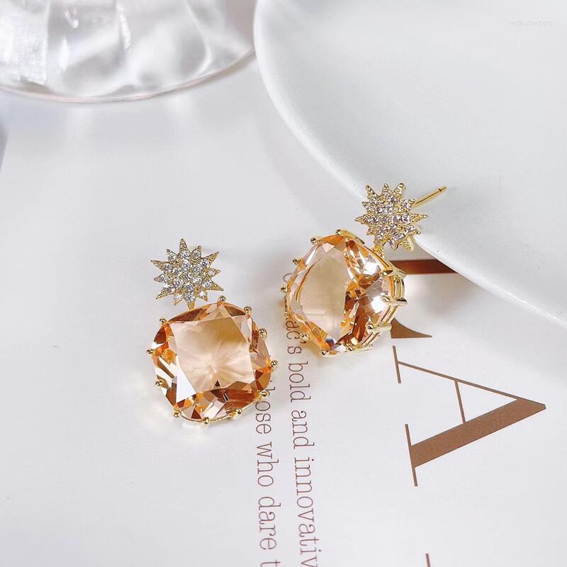 

Dangle Earrings Fashion Geometry Square Drop Big Shining Cubic Zirconia Women Plating Jewelry Luxury SENYU Brand Wedding Bridal Earring