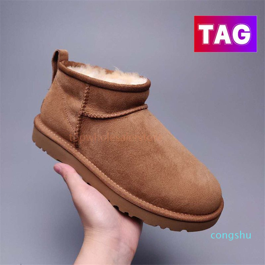 

Designer Mini Boots Women Classic winter Snow Boot chestnut womens Australia Ankle booties men sneaker plush fur Sheepskin Suede fashion mens xx, Black