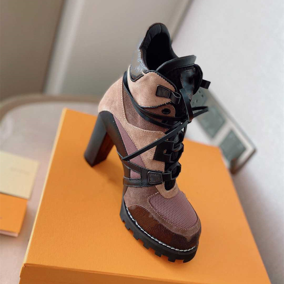 

Super Mini Boots Louiseity Fashion Women Decorative Flat Heel Winter Thick Sole Leather Warm Wool High Heel Snow Viutonity 03-08