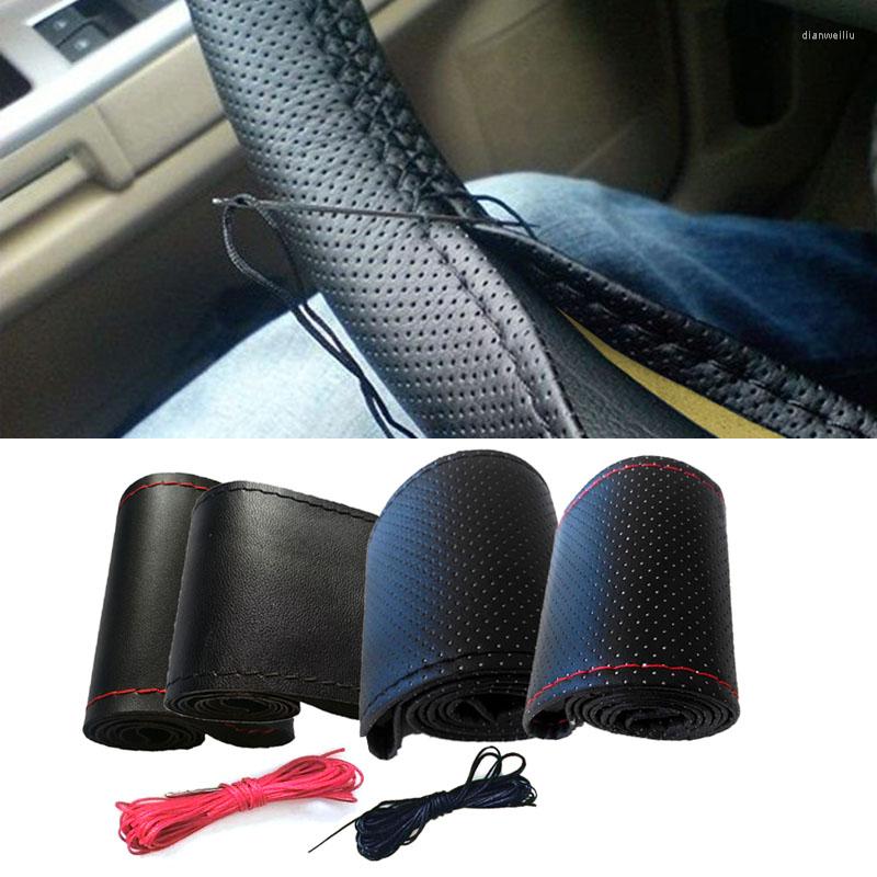 

Steering Wheel Covers Braid On Car Cover With Needles And Thread Artificial Leather Diameter 38cm Auto Accessories