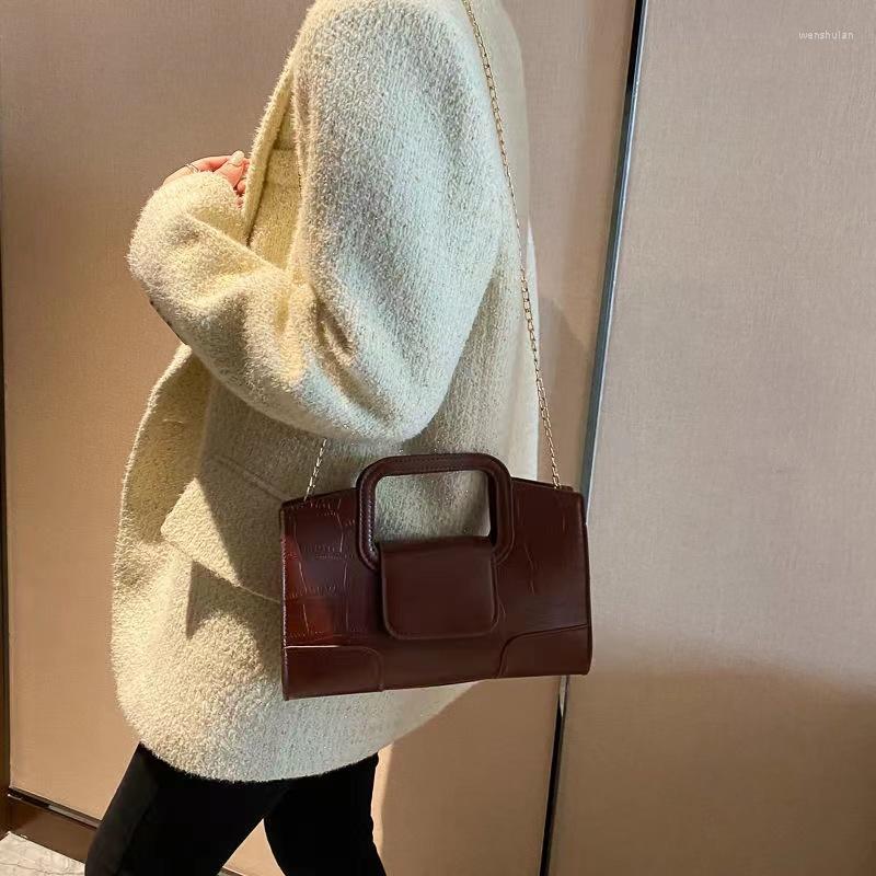 

Evening Bags French Style Luxury Leather Shoulder Document Bag Small Handbags For Women Clutch Fashion Vintage Messenger Tote Purse, White