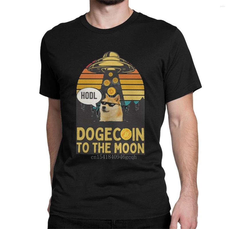 

Men' T Shirts Unique HODL Dogecoin To The Moon T-Shirt For Men Crewneck Cotton Short Sleeve Tees Graphic Printed Clothes, White