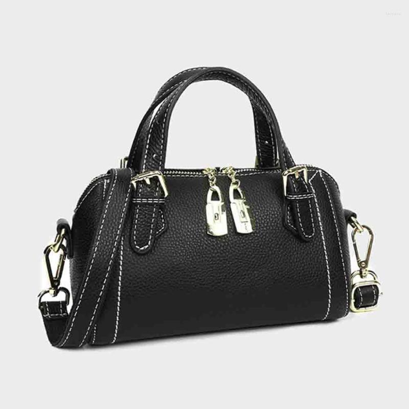 

Evening Bags Motingsome Genuine Leather Boston Bag Luxury Women Satchel High Quality Cowhide Shoulder Pillow Pack Crossbody Purses 2023, Black