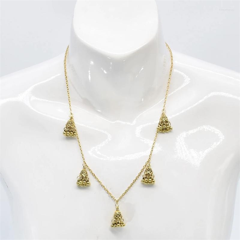 

Necklace Earrings Set Vintage Oxidized Silver Color Metal Bells Tassel Drop For Women Party Gypsy Bohemian Style Jewelry, Picture shown