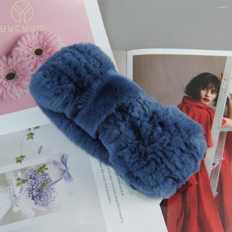 

Scarves 2022 Women's Luxury Winter Rex Fur Knitted Elastic Headband High Quality Real Hair Band Fashion Accessories