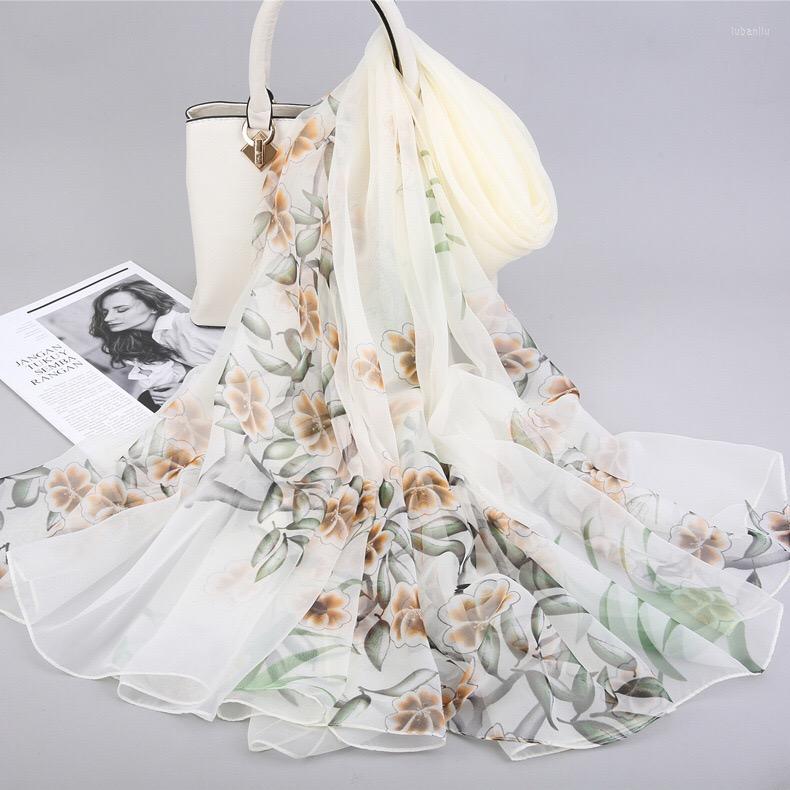 

Chains L1051 Spring Female Silk Scarves Scarf Women Floral Printing Long Soft Wrap Ladies Shawl Veil Summer Beach