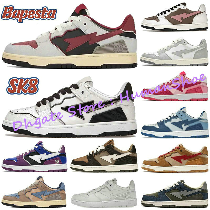 

Ape Sta 93 designer Shoes Running Trainers Sports Sneakers A Bathing SK8 Bapesta Low Mid High Hajime Sorayama DC Batman Patent Leather Black White Purple ABC Camo Pink, Color no. 025