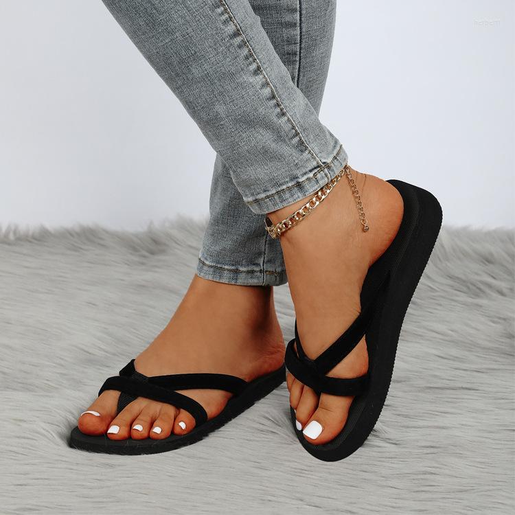 

Sandals Women Flip Flops Slipper 2022 Summer Fashion Anti-slip Deodorant Open Toe Lady Casual Soft Sole Slippers For Beach, Black1