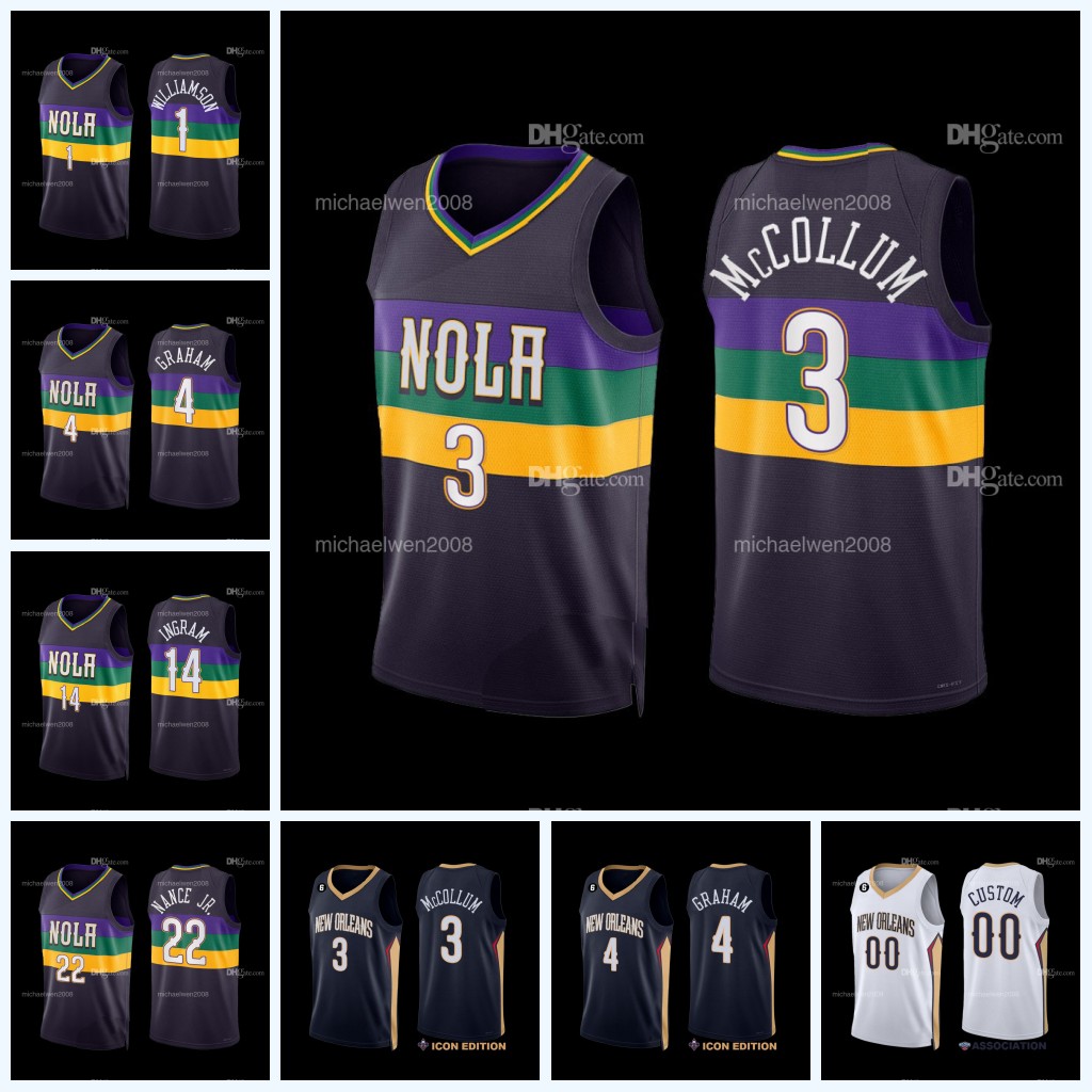 

Custom Pelican City Jersey New CJ McCollum Orleans Devonte' Graham Brandon Ingram Willy Hernangomez Jonas Valanciunas Zion Williamson, White