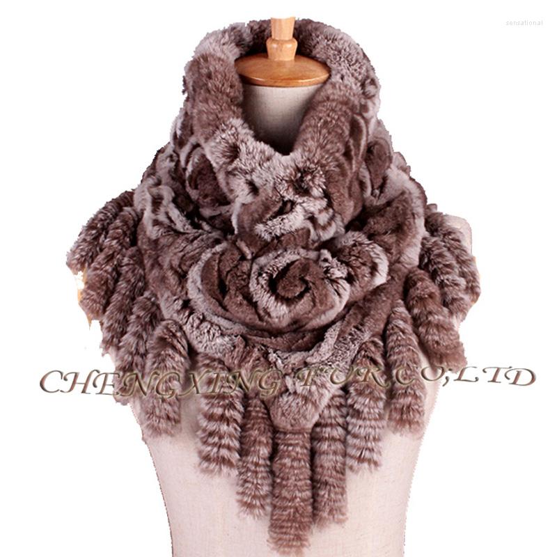 

Scarves CX-S-174B Real Fur Scarf Female Handmade Genuine Rex Women Winter Wraps Ring