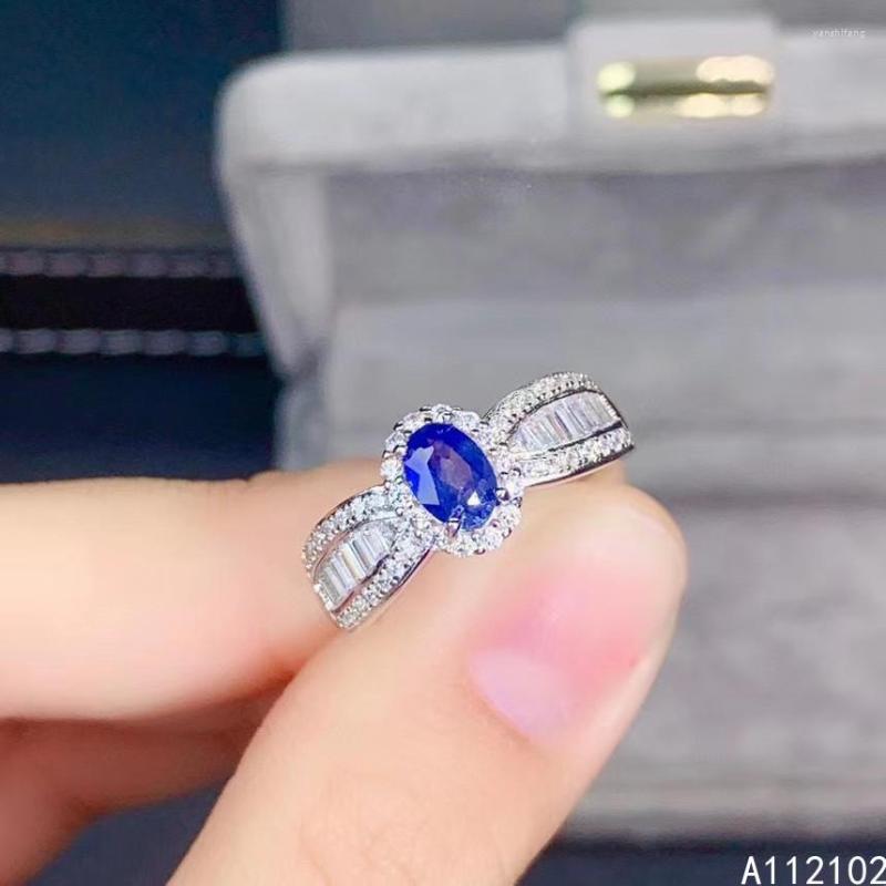 

Cluster Rings KJJEAXCMY Fine Jewelry S925 Sterling Silver Inlaid Natural Sapphire Girl Fashion Ring Support Test Chinese Style With Box