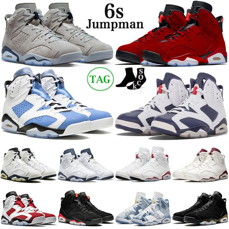

Jumpman 6 Retro Basketball Shoes Men Women 6s Georgetown Midnight Navy UNC White Red Oreo Metallic Sliver Carmine Mens Trainers Outdoor Sports Sneakers Box, 15