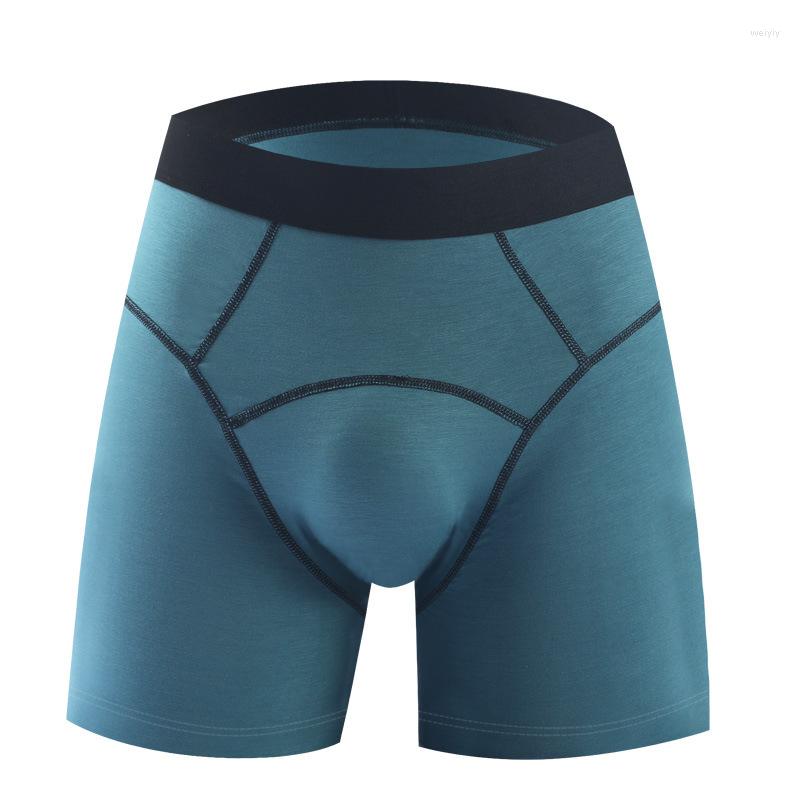 

Underpants Plus Size Sexy Underwear Men's Boxers Shorts Fitness Modal Panties Man Solid Breathable U Bulge Pouch Long Leg Cueca, D royal blue