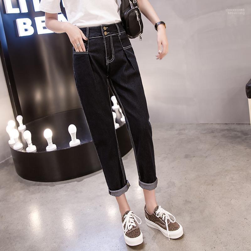 

Women' Pants Women' & Capris -5XL 2022 Spring And Summer Large Size Denim High Waist Loose Nine Points Slim Slimming XXXXXL, Blue