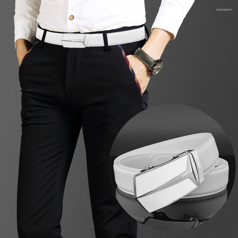 

Belts Men's Automatically Buckle Blue Fashion Leather Youth White Letters For Men Luxury Designer Brand