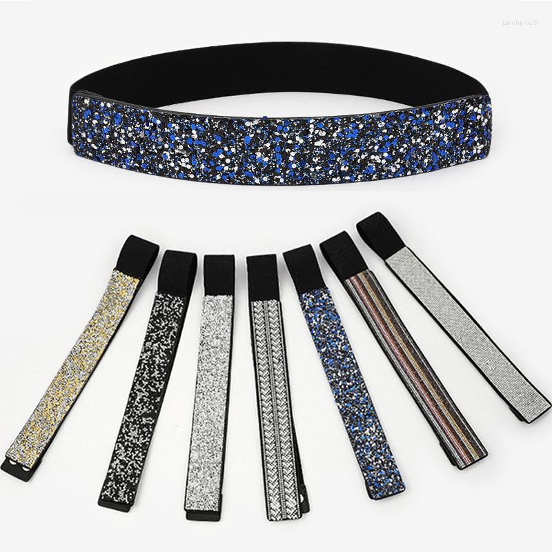 

Belts Fashion Sparkly Rhinestone Waist Belt Adjustable Width Women 2022 Selling Hight Street Night Party Accessories, Black