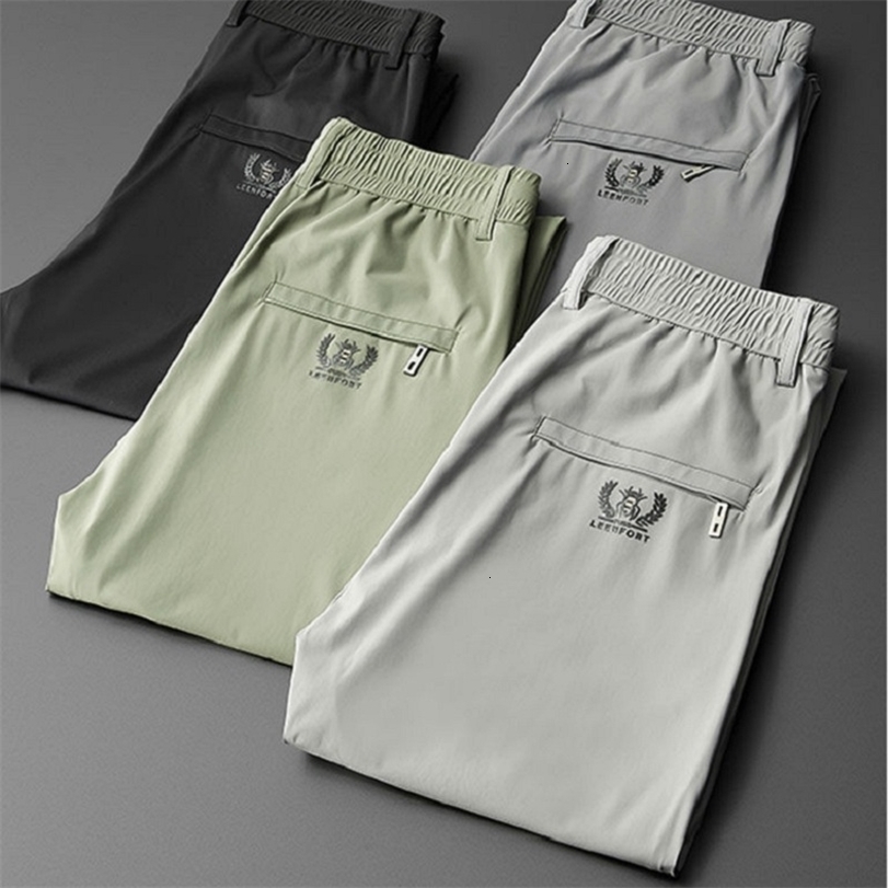 

Mens Pants Trousers Spring Summer Thin Stretch Waist Solid Color Fashion Pocket Applique Business Casual Length Work 221113, Black