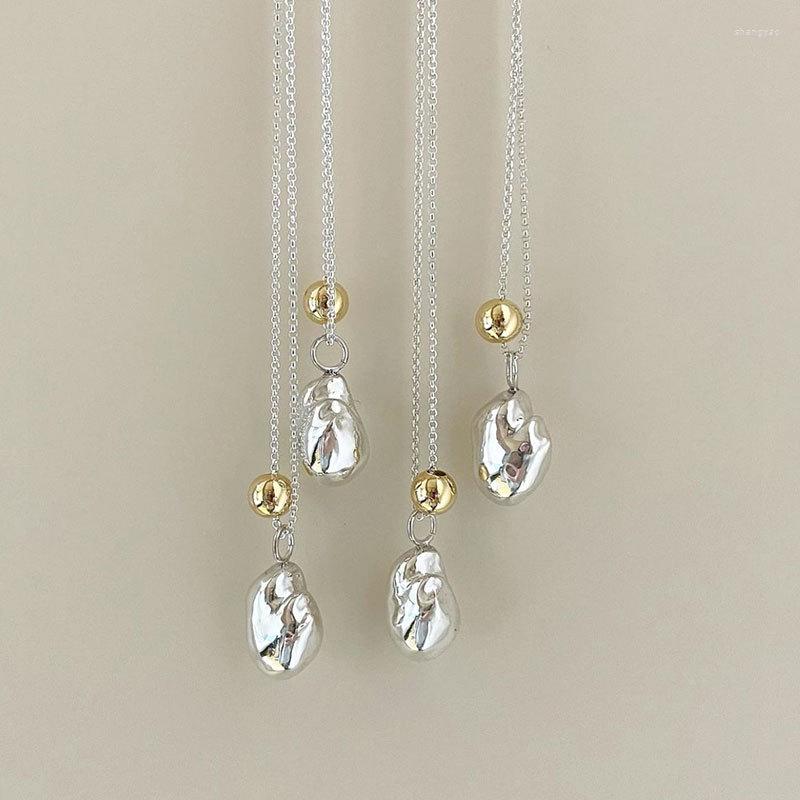 

Chains Meteorite Necklace S925 Sterling Silver Female Color Matching Irregular Beanie Collarbone Chain Product