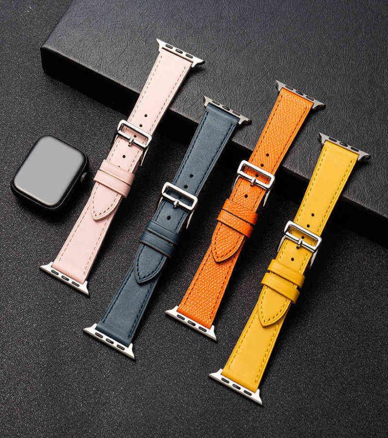 

Leather band for Apple watch strap 44mm 40mm 45mm 41mm 38mm 42mm 42 44 45 mm Single tour bracelet iWatch series 6 5 4 3 se 7 Y22044445982