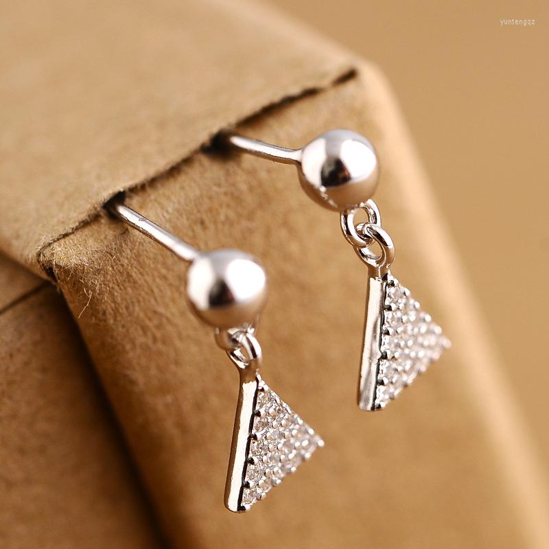 

Stud Earrings 925 Sterling Svtriangle Female Sweet Ear Jewelry For Women Gift
