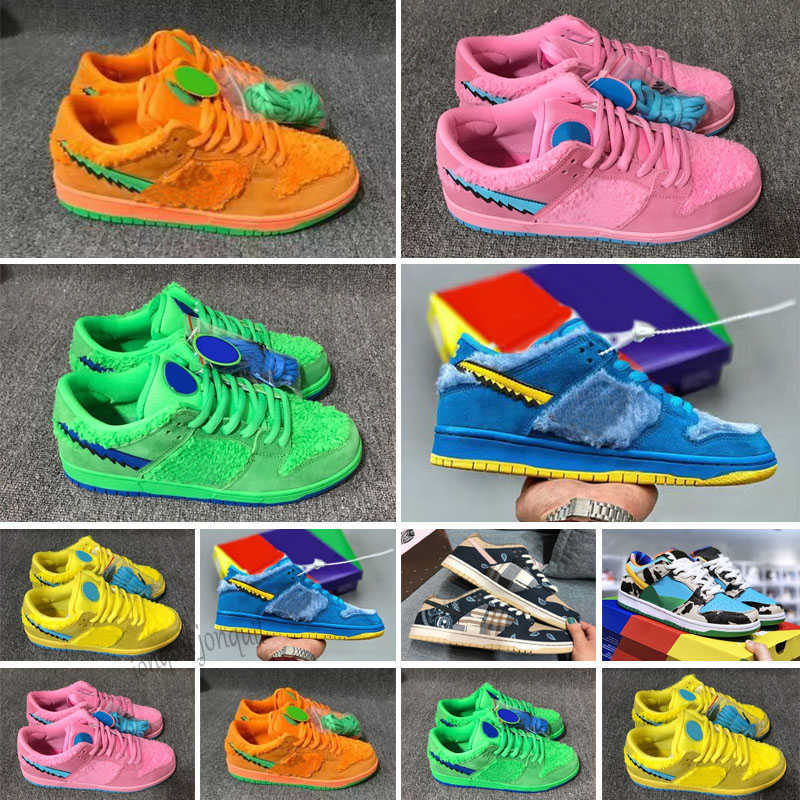 

SB Dead Bears Kids Shoes Design Boys Girls Sneakers Yellow Green Pink Blue Bear Toddler Skateboard Size 24-35 5TOF