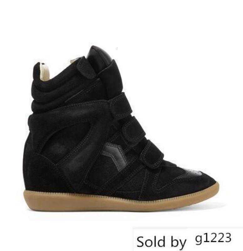 

Shoes Black Genuine Leather Isabel Bekett Leather-trimmed Suede Wedge Sneakers Women Marant Show Paris