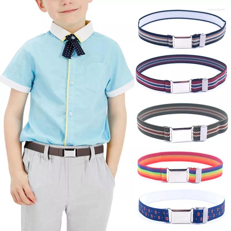 

Belts Elastic Canvas For Boy Girls Striped Stretch Western Strap Belt Kids Adjustable Buckle Children Waistband, Black