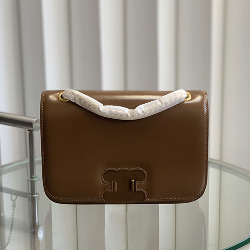 

Messenger Crossbody Bag Women Chain Handbag Shoulder Bags Inner Zipper Pocket Bright Cow Leather Three Compartments Fashion Wallet