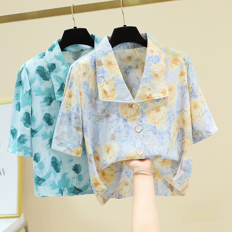 

Women' Blouses Elegant Women' Shirt Female Chiffon Short High Waist Puff Sleeve All-Match Top Blusas Femme 2022 Summer, Green