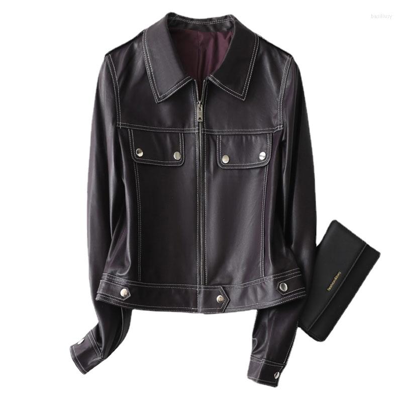 

Women's Leather Women Genuine Sheep Coat Lady Female Real Skin Jacket Fall/winter Coats Trench Clothes A41403, Picture shown