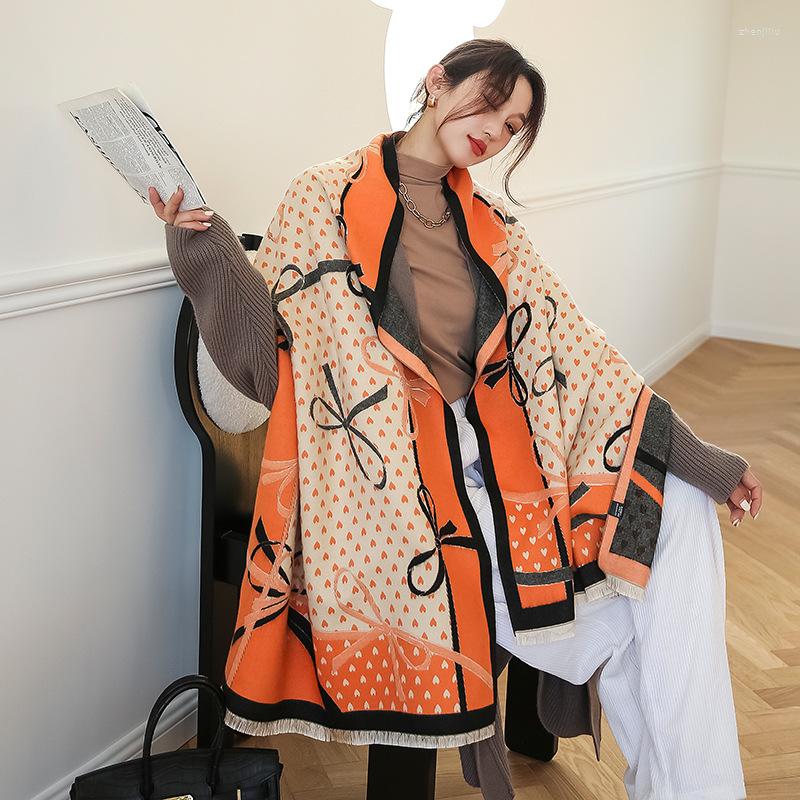 

Scarves 2022 Fashion 190X65CM Beach Towel Winter Female Cashmere Dustproof Autumn Dot Bandanna Print Tassels Shawls