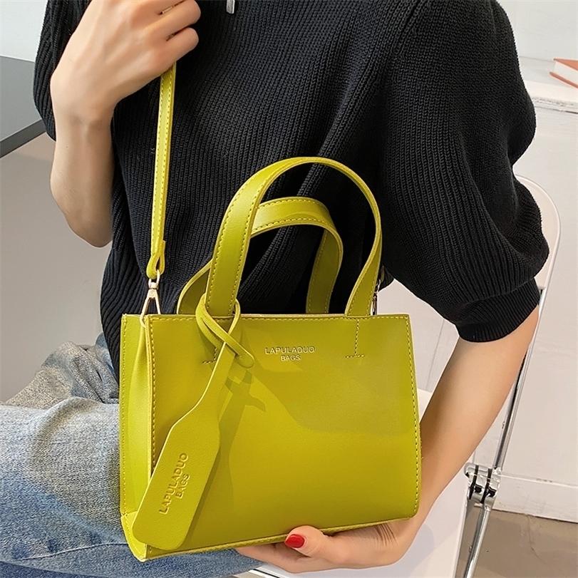 

Evening Bags Soft PU Leather Crossbody for Women Solid Color Simple Shoulder Purses Female Brand Designer Trends Handbags Green 221114, Yellow
