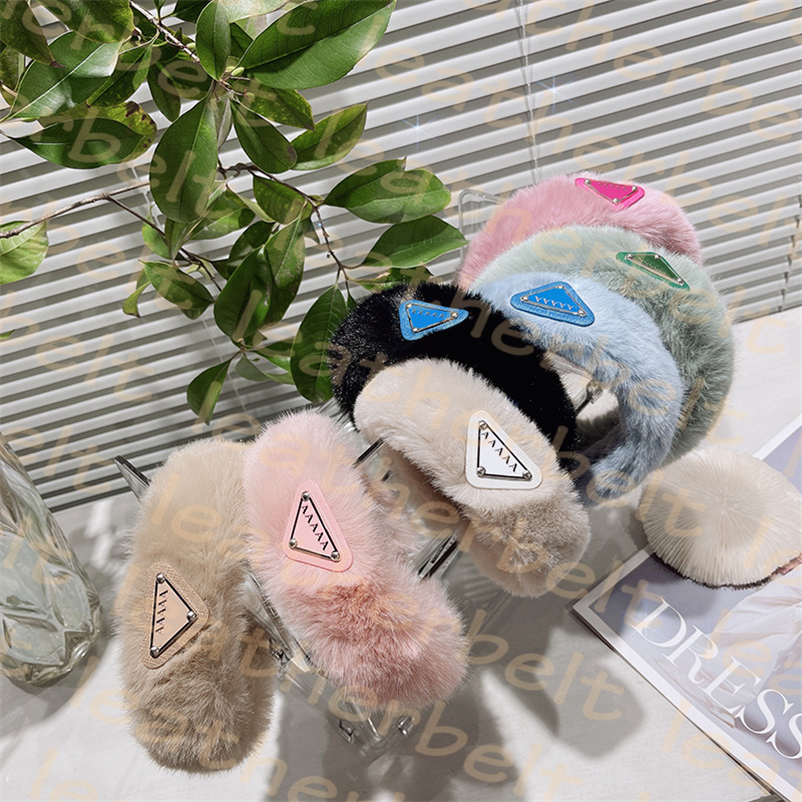

Wide Hair Hoop Women Designer Headbands Letter Triangle Hair Band Cute Fur Heandband without Box