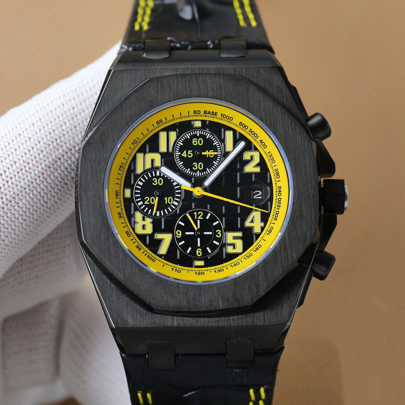

Watchs 3 Circles Mens Watch Automatic Mechanical 42mm Octagonal bezel Leather Waterproof Fashion Business Wristwatches Montre De Luxe, Color 1