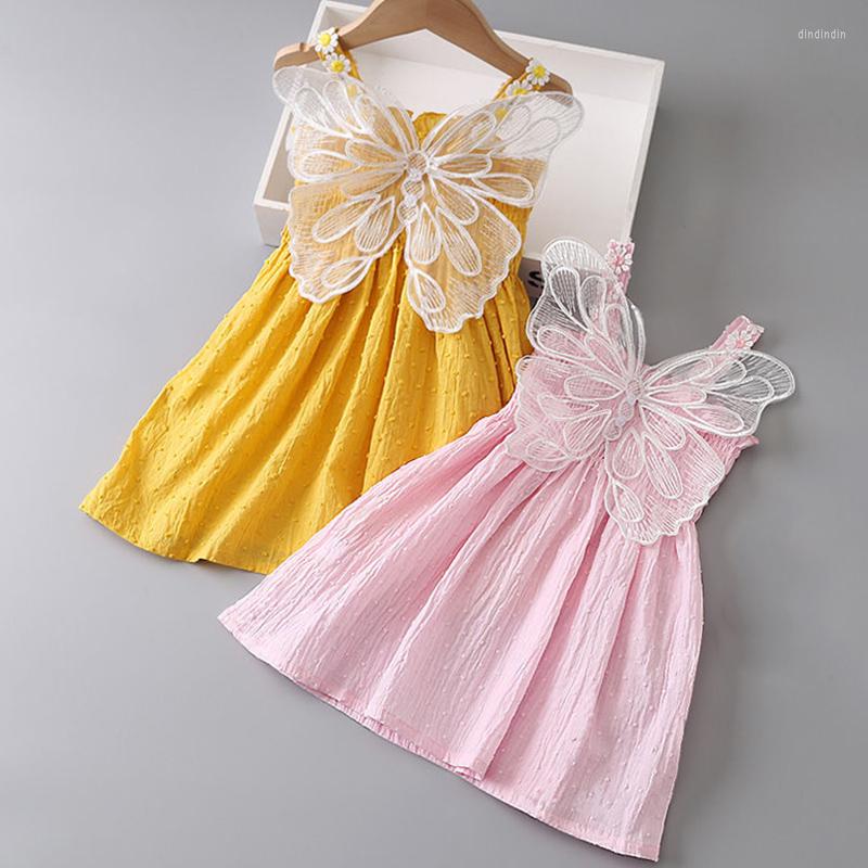 

Girl Dresses 1-6Y Toddler Girls Clothes 2022 Summer Fashion Sweet Lace Mesh Butterfly Sleeveless For Baby Kids Birthday Party Dress, Pink