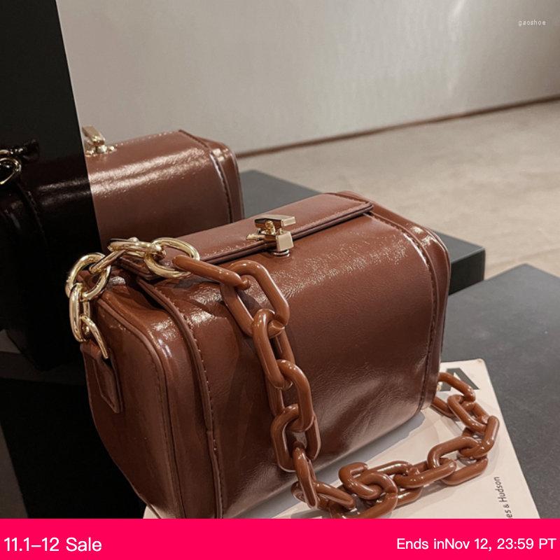 

Evening Bags 2022 Winter For Women Sac A Main Designer Handbags Vintage PU Leather Box Shaped Crossbody Ladies Totes Shopping Bag Bolso, Beige