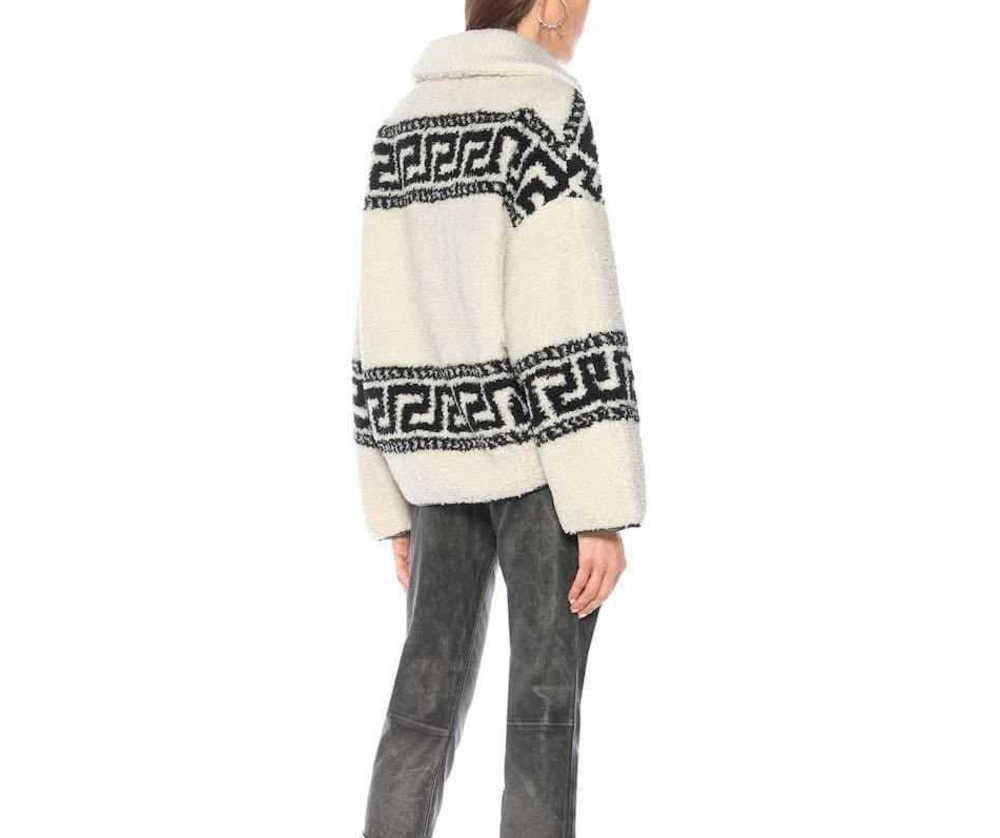 

Isabel Marant Etoile Half Zipper Collar Wool Pullover Pattern Long Sleeve Wool Loose Silhouette Coat, White