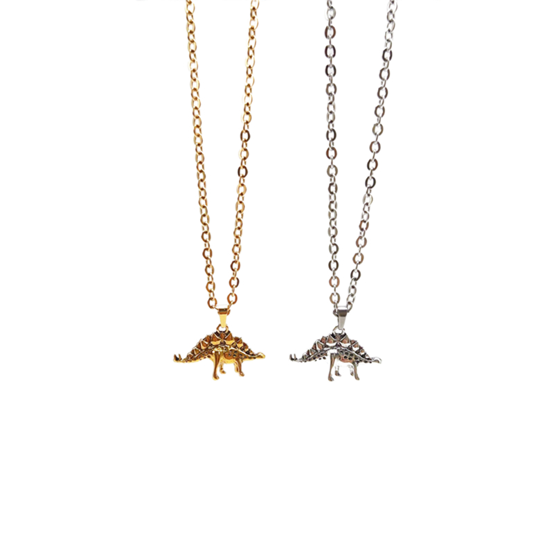 

Fashion stereoscopic Stegosaurus pendant necklaces vintage style punk stainless steel sweater chain necklaces jewelry wholesale
