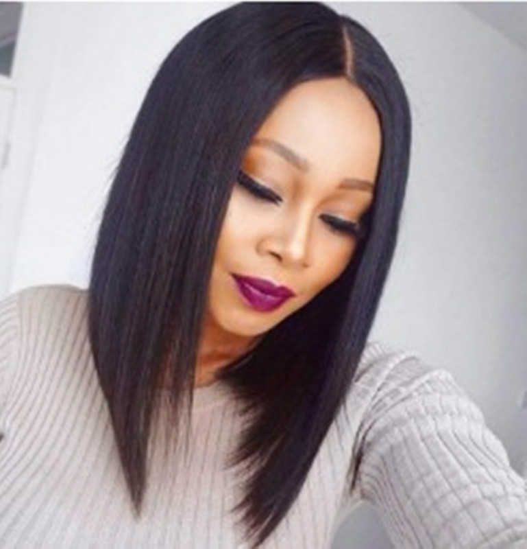 

Women's Hair Wigs Lace Synthetic High Grade Wig Women's Middle Part Bangs Rose Adhive Tape Net Head Set Medium Long Straight Hair Matte Silk, Black