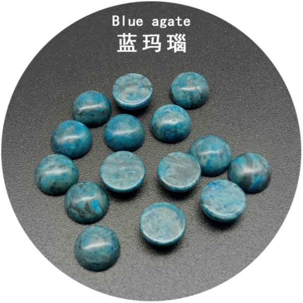 

4/6/8/1012/14MM Gemstone Cabochons Natural Synthetic Stone Beads Blue Agate Cabochons for Earring Necklace Bracelet