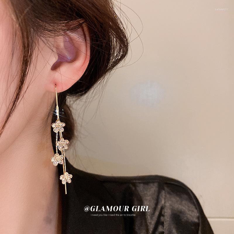 

Dangle Earrings Real Gold And Silver Needle Inset Diamond Flower Bowknot Small Fragrance Romantic Sue Design Sense Earpiece