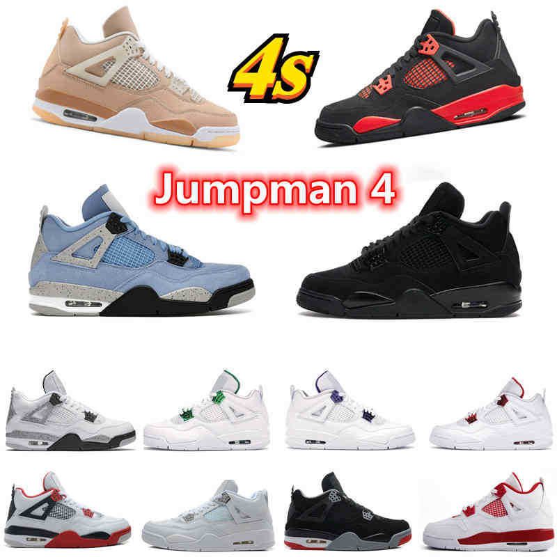

Basketball Shoes University Blue Black Cat Sail Red Thunder Wild Things Fire Red 2022 4S Mens Womens Jumpman 4 What The Royalty Men Wome wpF, Metallic red