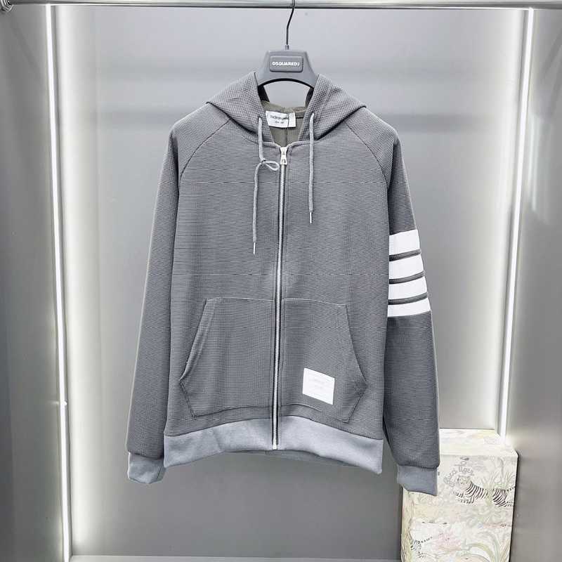 

Luxury Brand Hoodies Thoms Brownn Pullover Jacket Hoodie Zip Men and Women Embroidered White Beautiful Thick Fabric, Gray