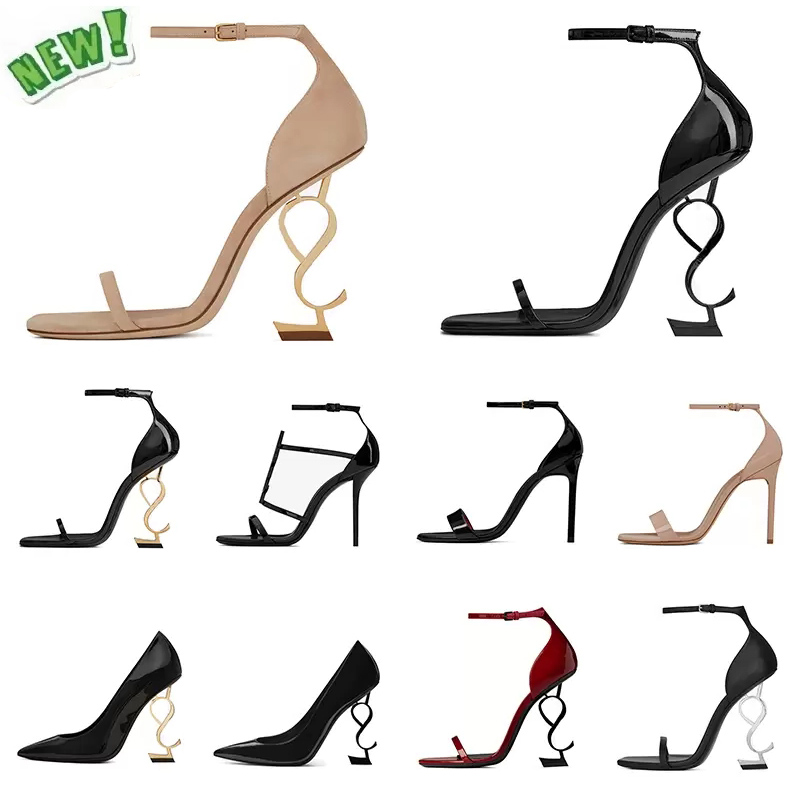 

High heels women luxury Dress Shoes designer patent leather Gold Tone triple black nuede red womens lady fashion sandals Party Wedding Office pumps, #6