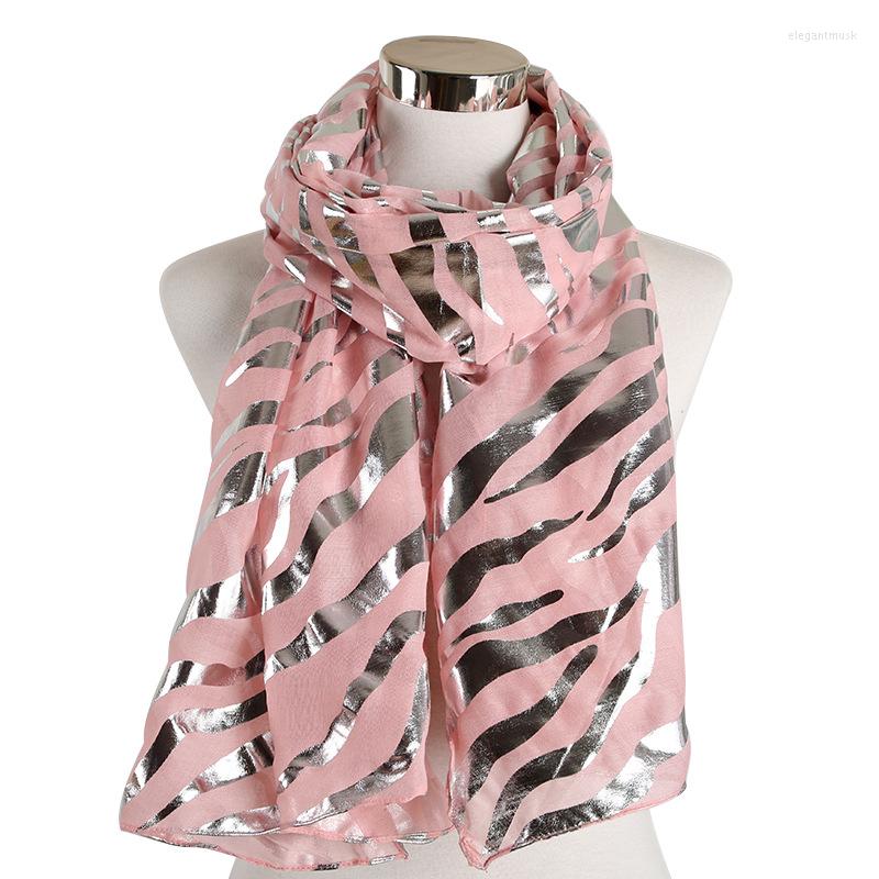 

Scarves 2022 Est Zebra Pattern Silver Foil And Shawls Long Stripe Print Lurex Scarf Wrap Hijab 4 Color