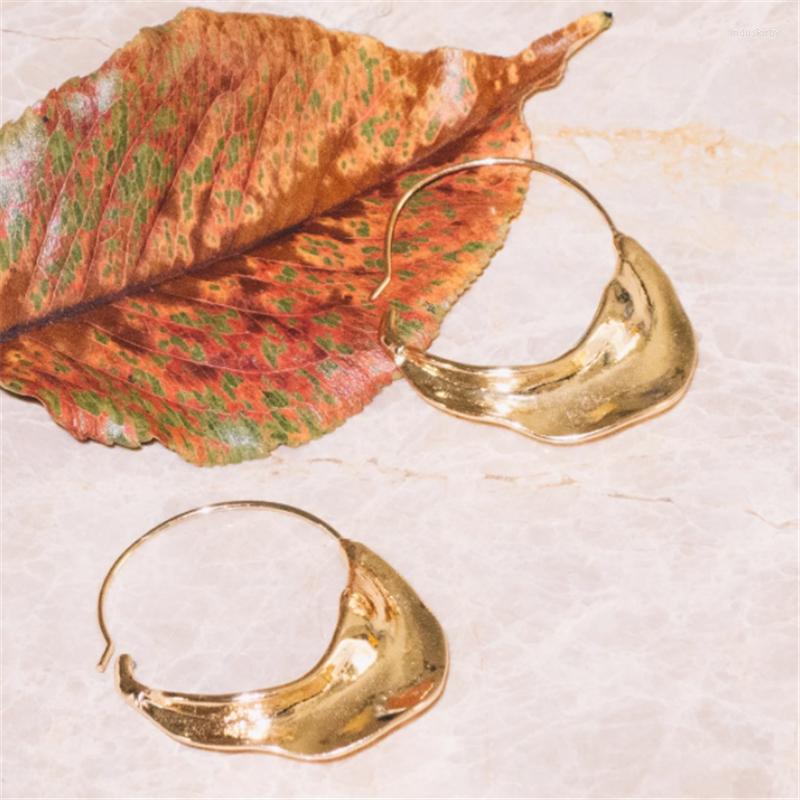 

Hoop Earrings Gold Thick Chunky Sculptural Basket Wide Hoops Medium Statement Mother's Day Gift Hammered Forged EAR0089
