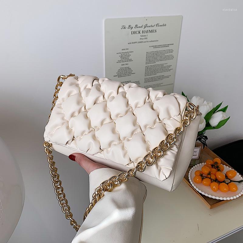 

Evening Bags Luxury Design Chain Handbag Purses Women Shouler 2022 Thread Square Casual Clutch Ladies Messenger Bag High Quality, Red