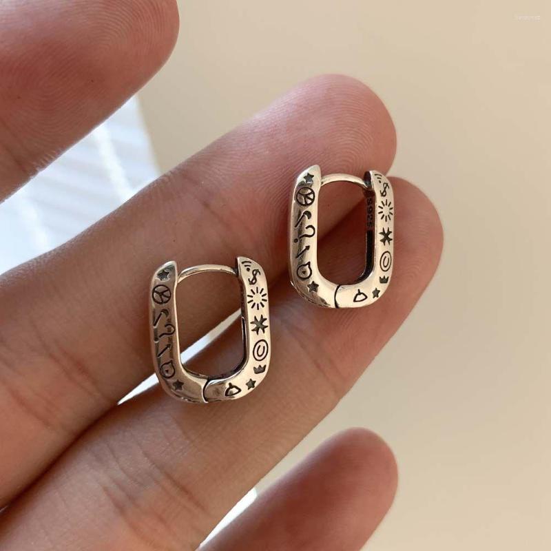 

Hoop Earrings Unique Graffiti Female Niche Design Fashion Light Luxury Universal Ear Buckle Jewelry